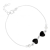 Sterling silver mother of pearl double heart bracelet
