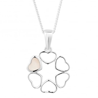 Sterling silver mother of pearl open heart necklace