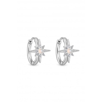 Sterling Silver Opal Starburst Hoop Earrings