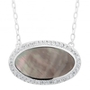 Sterling silver oval mother of pearl pendant necklace
