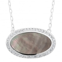 Sterling silver oval mother of pearl pendant necklace