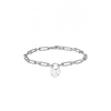 Sterling Silver Paperlink Lock Heart Bracelet