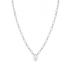 Sterling Silver Paperlink Lock Heart Necklace