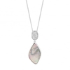 Sterling Silver Pave Mother Of Pearl Drop Necklace