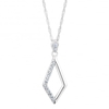 Sterling silver pave open diamond shape pendant necklace