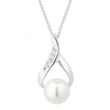 Sterling silver pearl and cubic zirconia twist top necklace