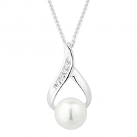 Sterling silver pearl and cubic zirconia twist top necklace