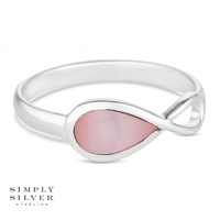 Sterling silver pink mother of pearl infinity ring