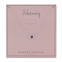 Sterling Silver Purple Amethyst February Birthstone Necklace On A Gift Card
