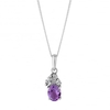 Sterling Silver Purple Cubic Zirconia Cluster Pendant Necklace