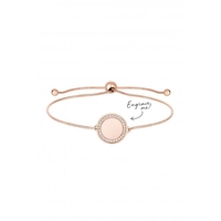 Sterling Silver Rose Gold With Cubic Zirconia Round Toggle Bracelet - Personalised By Engraving