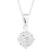 Sterling silver round cubic zirconia drop necklace