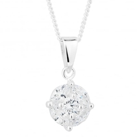 Sterling silver round cubic zirconia drop necklace