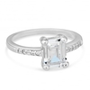 Sterling silver square cubic zirconia surround ring