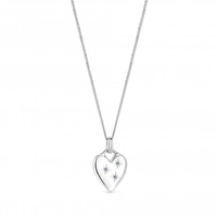 Sterling Silver With Cibic Zirconia Mystic Heart Necklace