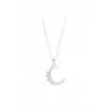 Sterling Silver With Cubic Zirconia Crescent Necklace