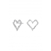 Sterling Silver With Cubic Zirconia Open Heart Stud Earrings