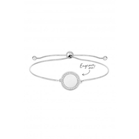Sterling Silver With Cubic Zirconia Round Toggle Bracelet - Personalised By Engraving