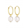 Sterling Silvert Gold Baroque Pearl Hoop Earrings