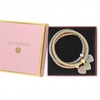 Three - Tone Plated Crystal Heart Mesh Bracelet - Gift Boxed - Pack of 3