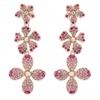 Tonal Pink Floral Pave Drop Earring