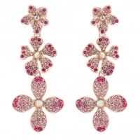 Tonal Pink Floral Pave Drop Earring
