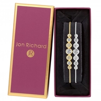 Two - Tone Plated Crystal Toggle Bracelet - Gift Boxed - Pack of 2