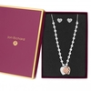 Two -Tone Plated Crystal Heart Filagree Charm Set - Gift Boxed