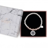 Two Tone Plated Heart Charm Stretch Bracelet - Gift Boxed