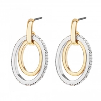 Two Tone Gold and Silver Plated Circle Drop Earring