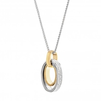 Two Tone Gold and Silver Plated Circle Pendant Necklace