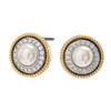 Two Tone Gold and Silver Plated Pearl Stud Earring