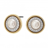 Two Tone Gold and Silver Plated Pearl Stud Earring