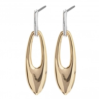 Two Tone Gold and Silver Plated Polished Drop Earring