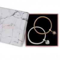 Two-Tone Mesh Charm Stretch Bracelets - Pack of 2 - Gift Boxed