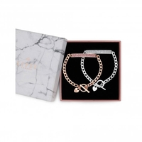 Two Tone Plated Crystal BarToggle Bracelet - Pack of 2 - Gift Boxed