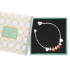 Two Tone Plated Crystal Heart Charm Bracelet - Gift Boxed