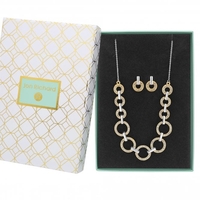 Two Tone Plated Crystal Links Set - Gift Boxed