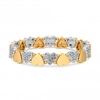 Two Tone Plated Crystal Pave Heart Stretch Bracelet - Gift Boxed