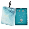 Two Tone Plated Filagree Heart Set - Gift Boxed