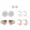 Two Tone Plated Heart And Hoop Mix Earrings 5 Pack