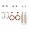 Two Tone Plated Tonal Pink Pretty Earrings - Pack of 6