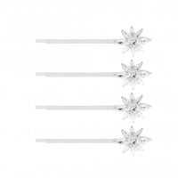 Valentina Silver Plated Cubic Zirconia Crystal Floral Slide - Pack Of 4