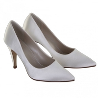 Vivian Ivory Satin Mid Heel Pointed Shoe