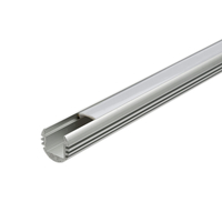 5x Biard Round Finned Aluminium Profile with Frosted,  Opal or Transparent Cover and End Cap Set