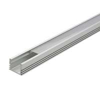 5x Biard Square Finned Aluminium Profile with Transparent or Frosted Cover and End Cap Set