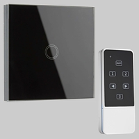 Biard 1 Gang Black Glass Designer Touch Light Switch Remote Controlled