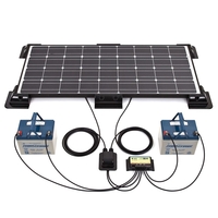 Biard 100W Black Solar Panel with Corner/Side Mounts,  10A Dual Battery Charge Controller,  5m Extension Cables & Branch Connectors