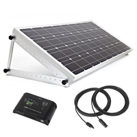 Biard 100W Silver Solar Panel Kit with Adjustable Frame,  10A Charge Controller & 5m Extension Cables