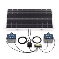 Biard 100W Silver Solar Panel with Adjustable Frame,  10A Dual Battery Charge Controller,  5m Extension Cables & Branch Connectors